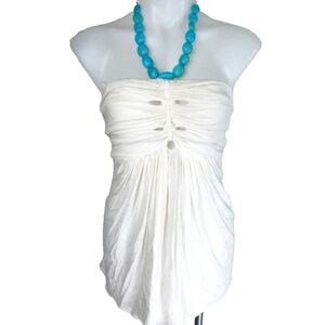 Sky Y2K Turquoise White Halter Tank Top